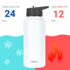 DRINCO® 32oz Stainless Steel Water Bottle (3 lids) - Artic White