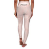 High Waisted Yoga Leggings, Peach Marble Hello Peace Graphic Style